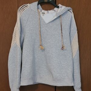 Gimmick Gray Hooded Sweatshirt With Sleeve Accents Sz M